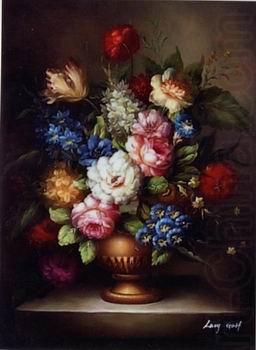 Floral, beautiful classical still life of flowers.060, unknow artist